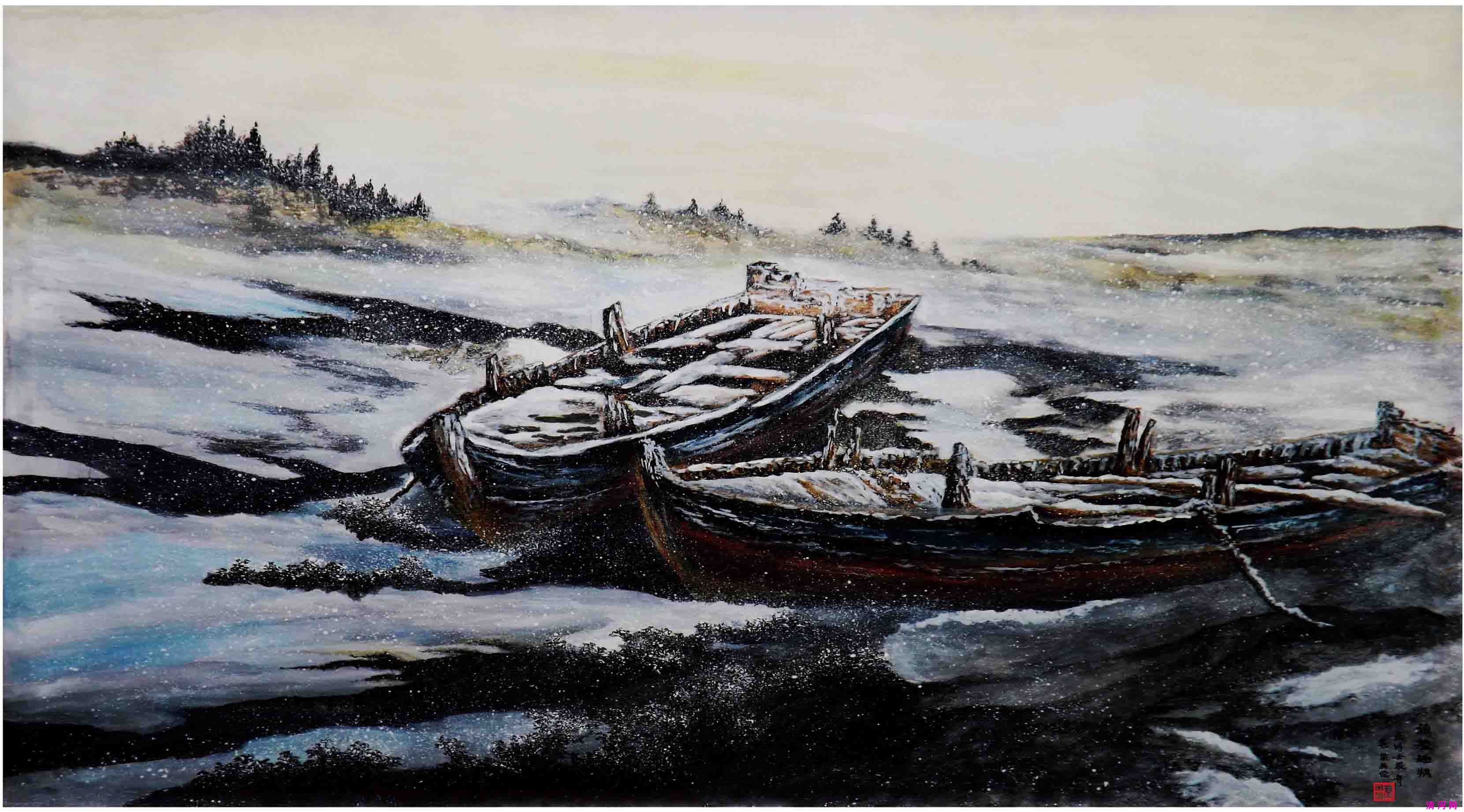 泊船趣朔78cm×110cm  .jpg